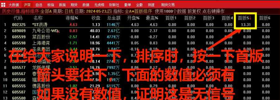 全A首板排序