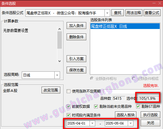 尾盘修正低吸指标
