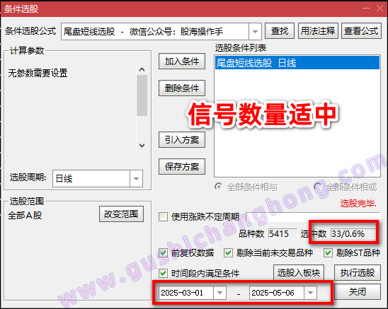 尾盘短线指标