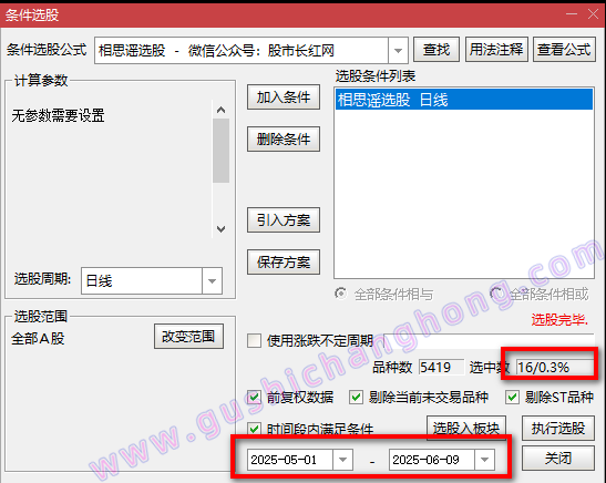 相思遥指标