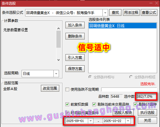 回调倍量黄金指标