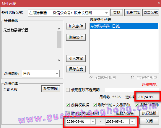 左潜猎手指标